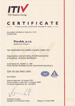 certificate proving compliance with the �SN EN ISO 9001:2001 quality assurance standards